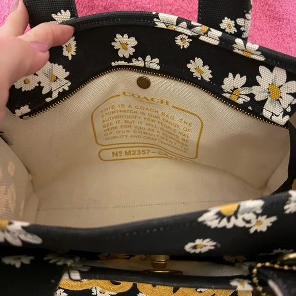 Coach Black and Yellow Floral Tote - Picture 3 of 5